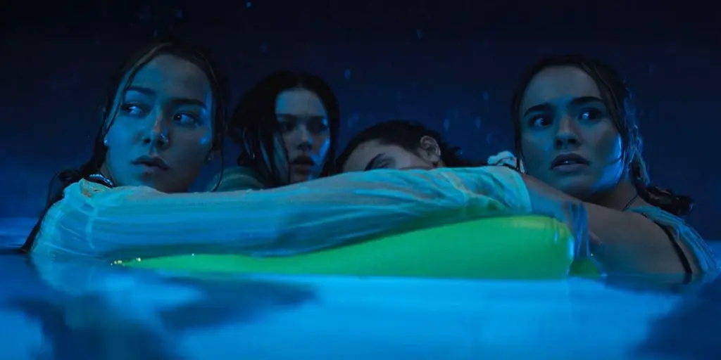 Primate hiding in the pool scene 